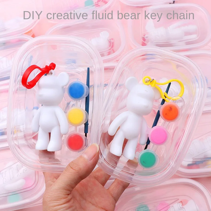 White Blank Handmade Violent Bear Toy for Children, DIY Graffiti Painting Material Pack, Creative Handmade Toy Party Toy