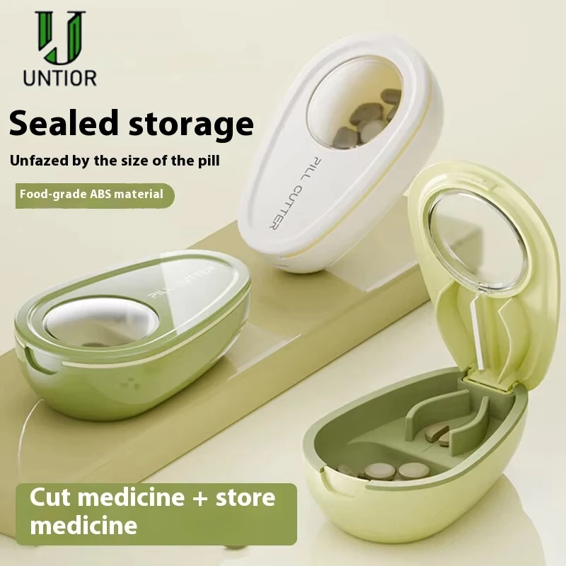 

Untior Travel Pill Cutter Small Medicine Tablet Cutter with Storage Compartment Box Medicine Organizer For Elder Easy to Carry
