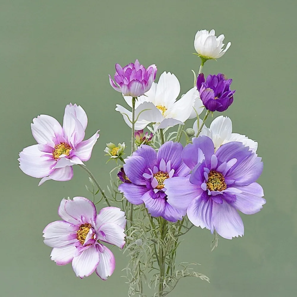 

Luxury Artificial Cosmos Flower Branch Plastic Elegant Simulation Chrysanthemum Realistic Handmade Fake Flower