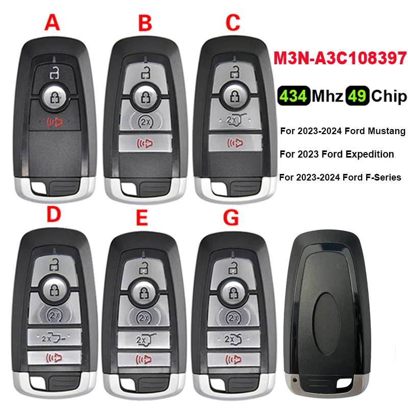 

434Mhz Smart Key for 2023-2024 Ford Mustang For 2023 Ford Expedition For 2023-2024 Ford F-Series FCCID: M3N-A3C108397 49Chip