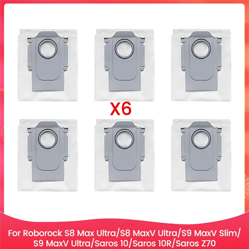 6 قطعة كيس لجميع الغبار ل Roborock S8 Max Ultra/S8 Maxv Ultra/S9 Maxv Slim/S9 Maxv Ultra/Saros 10/Saros 10R/Saros Z70 قطع الغيار-A77G