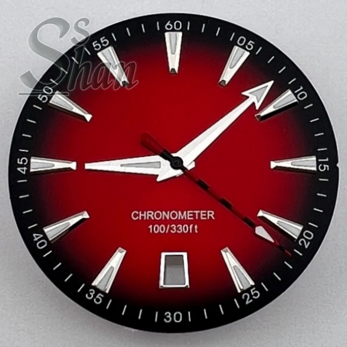 

33mm gradient dial hands with green luminous 6 o 'clock window are suitable for the NH35A automatic movement men's watch parts