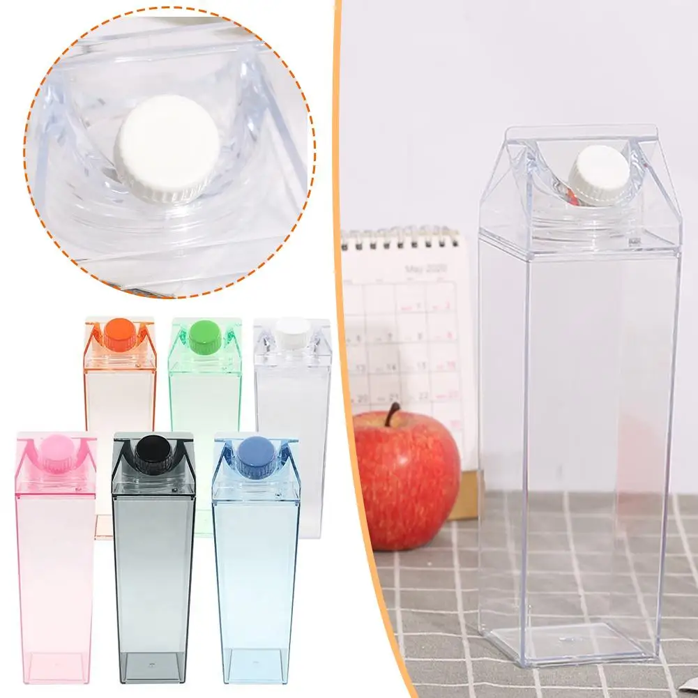 500 /1000ml Milk Carton Water Bottle Transparent Plastic Portable Clear Box For Juice Tea Bottles For Outdoor Sports Campin Z8C1