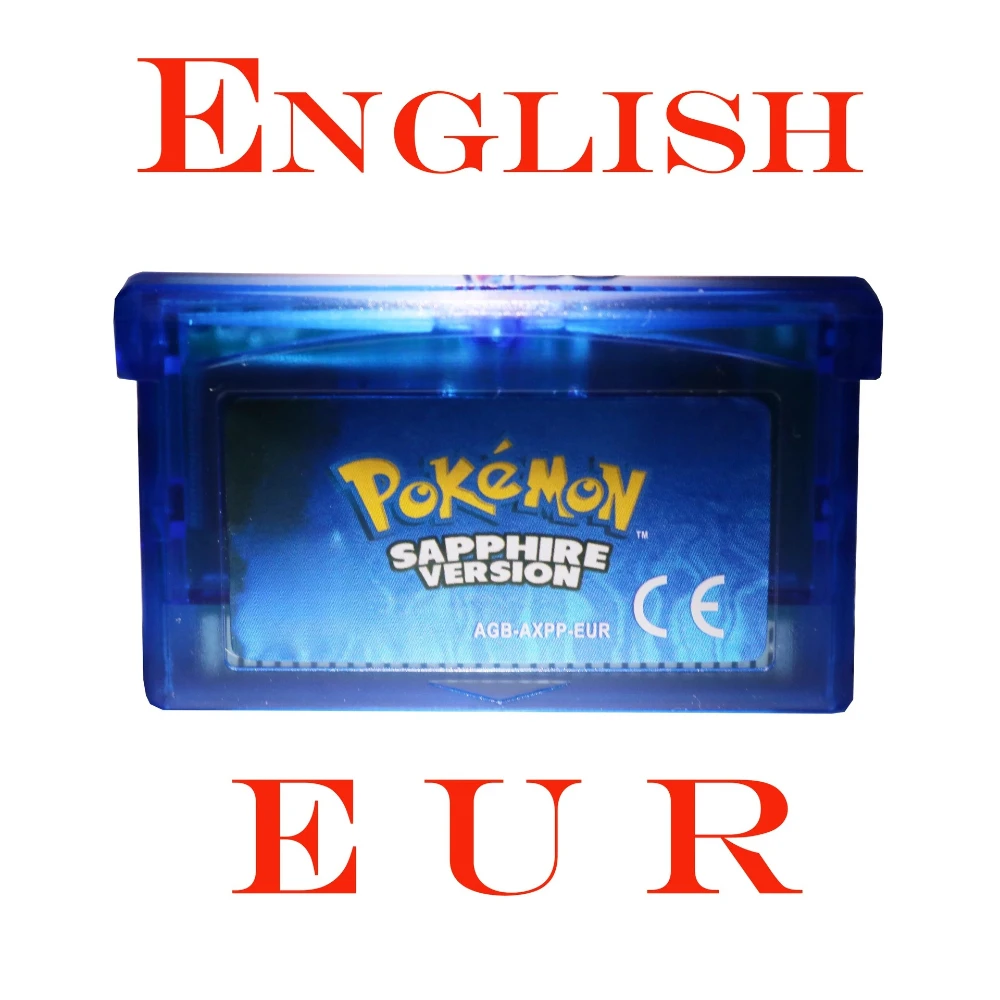GBA-Spielkarten, Videospiel, Kassetten, Pokemon-Spiel, Blau/Rot/Grün/Blattgrün/Fiery Red, europäische Version, Englisch