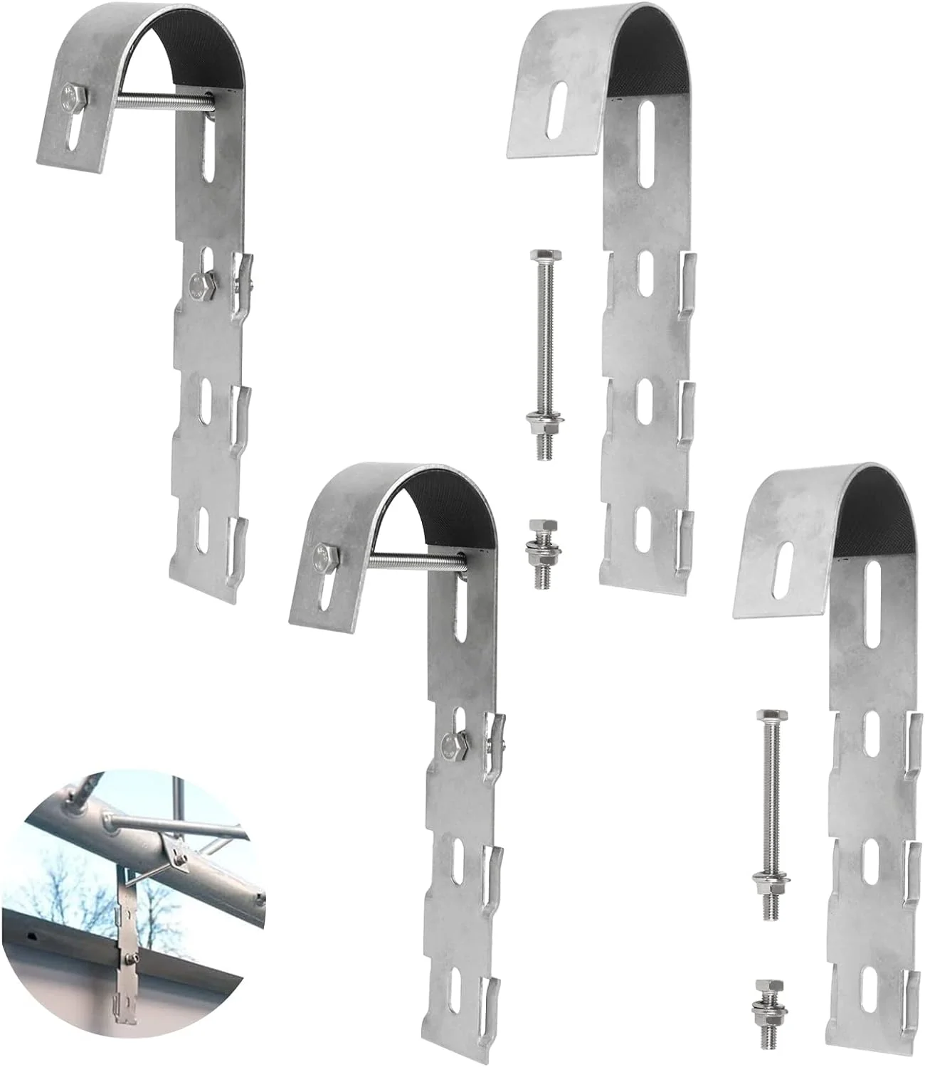 4 Stück Edelstahl-Solarpanel-Photovoltaik-Halterung, Balkongeländer-Montagehaken mit Schrauben