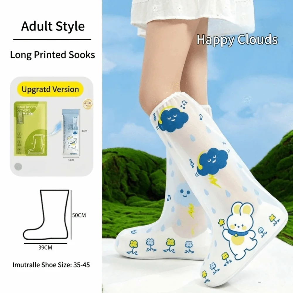 PE Waterproof Shoe Covers Waterproof Thickened Disposable Shoe Covers Anti Slip High Tube Shoe Rain Covers School Commute