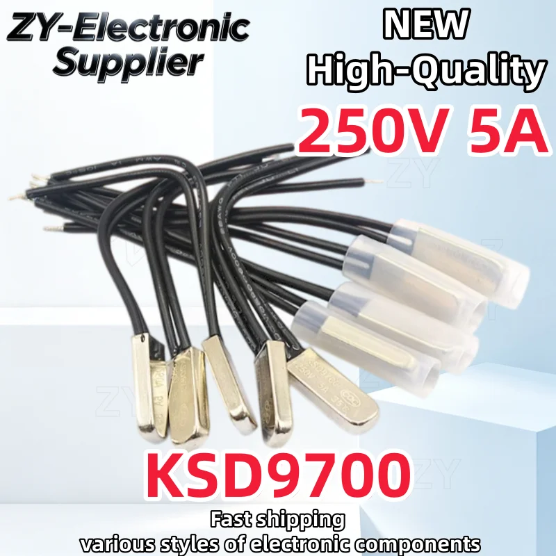 10Pcs New KSD9700 250V 5A 40~105 Degree Bimetal Disc Temperature Switch Normal Close Closed Thermostat Thermal Protector