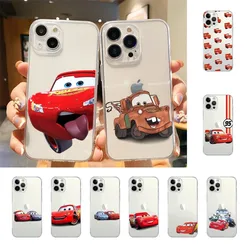 Cars L-Lightning M-McQueen Phone Case For Iphone 15 11 13 14 Pro Max 7 8 Plus X Xr Xs Max Se2020 12mini Transparent Cover