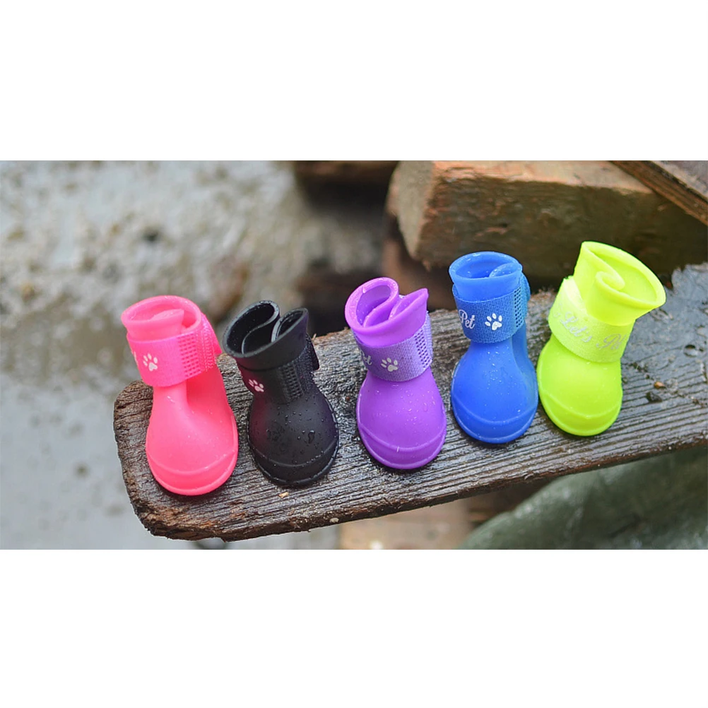

Waterproof Pvc Pet Anti-Slip Rain Boots Puppy Beach Size L Pink Mud Protection Easy Wear Tape Closure Dog Shoes Rainproof Rubber