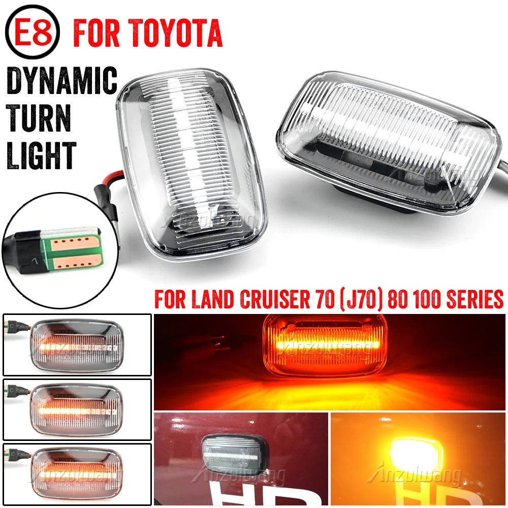 2pc LED Dynamic Turn Signal Light Side Marker Lamp For Toyota Land Cruiser LC100 LC70 LC80 Hilux N160 Celica T180 Previa XR10 C - view 4
