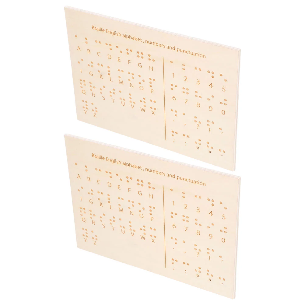 2 Pcs Braille Educational Equipment Blind People Gadgets Wooden Khaki Books for Kids