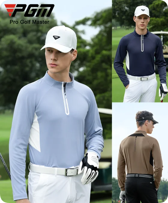 

PGM 2025 Мужская футболка с длинным рукавом для гольфа, осень и зима, воротник-стойка с открытыми плечами, высокоэластичная одежда, верхняя рубашка-поло YF821