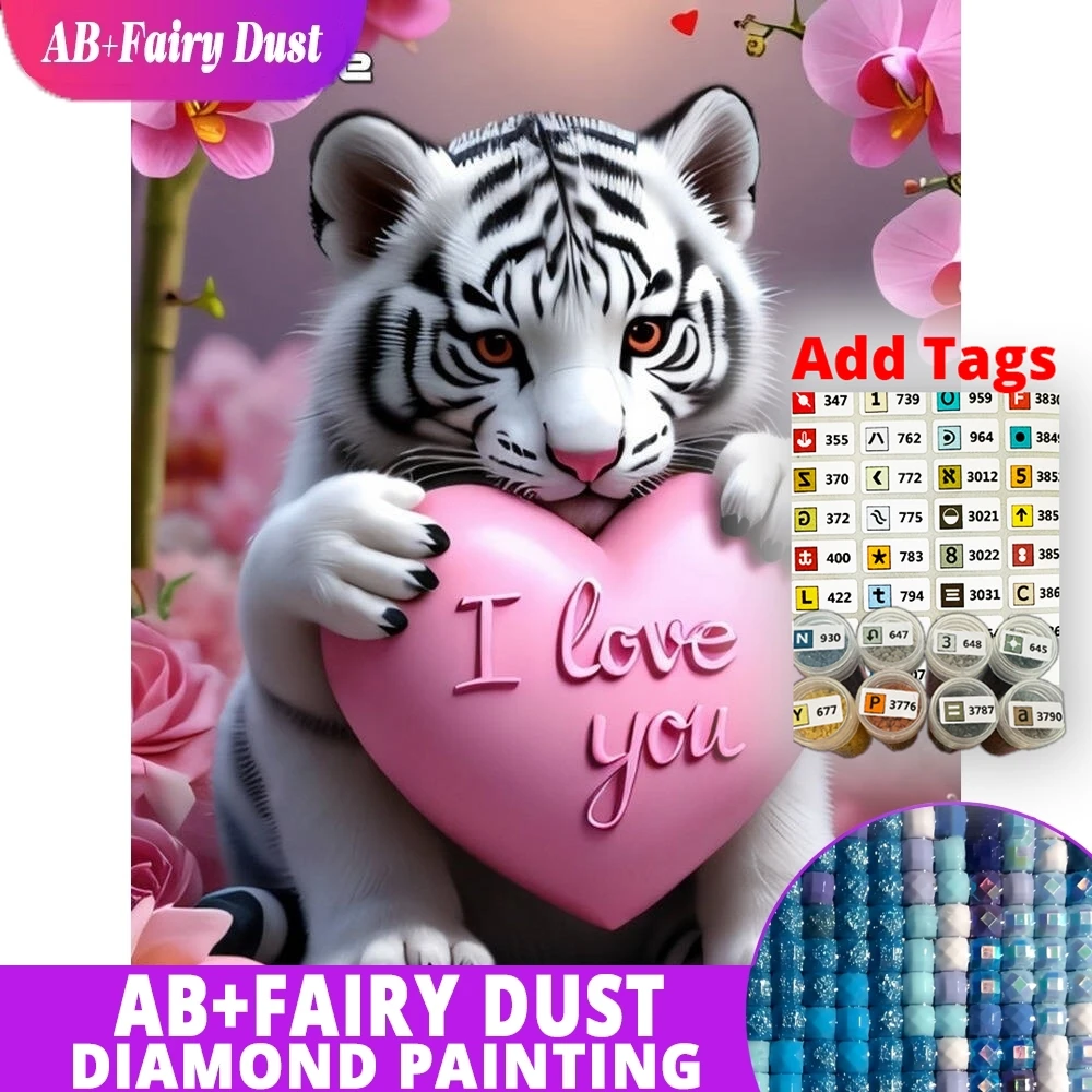 

AB Fairy Dust DMC stickers DIY Diamond Painting Tiger New Arrival Heart Diamond Mosaic Cartoon Animal Acrylic Craft Supplies Hom