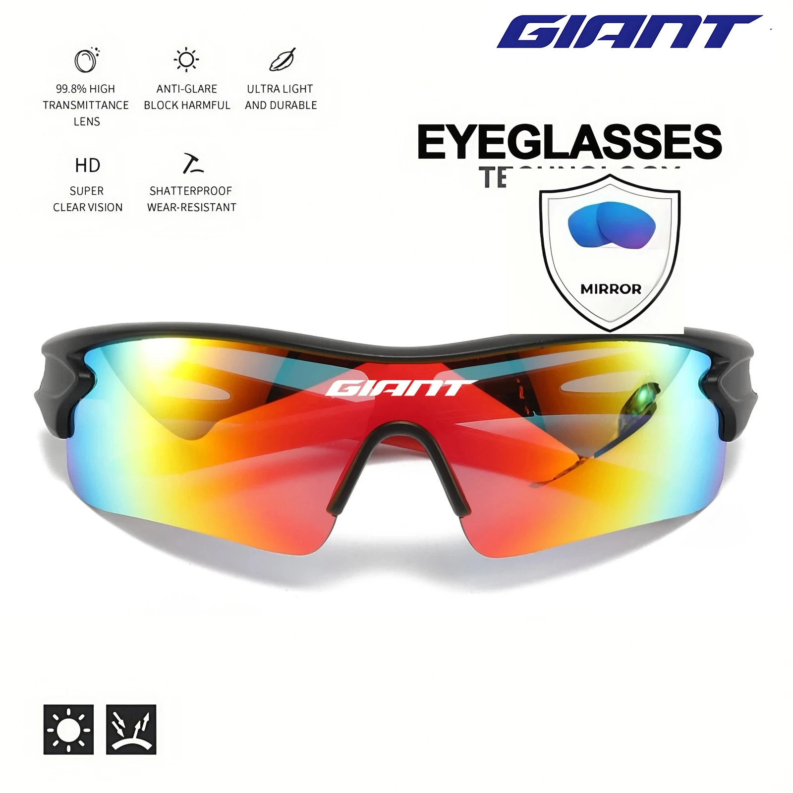 giant cycling Glasses Photochromic Lens HD Vision UV Shield Breathable Nose Pad For Road Mountain Bike Riders Climbing fishing