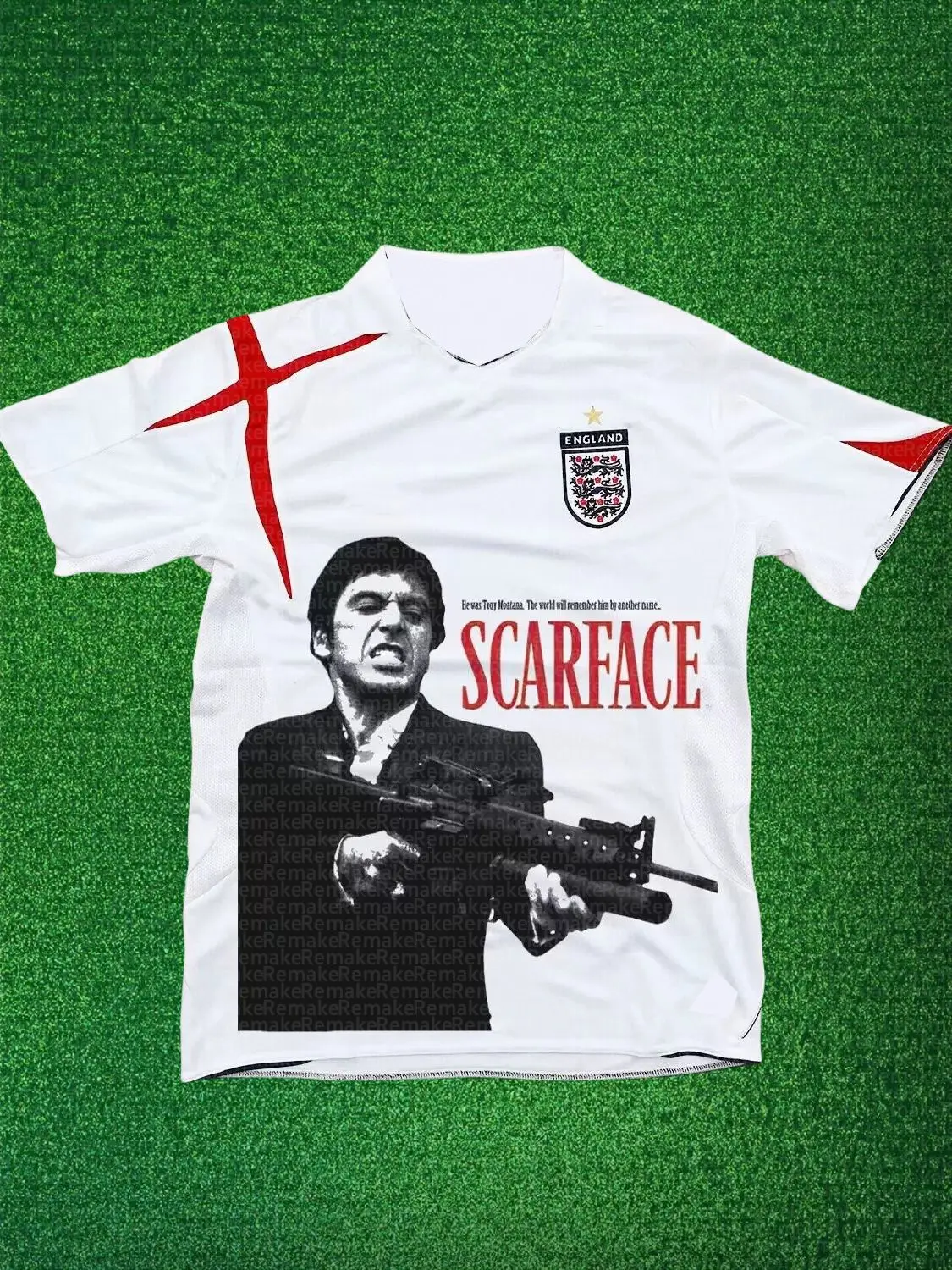

England Jersey Remake Portrait Print T-shirt Al Pacino Trend Football Jersey Men's and Women's T-shirt Motorcycle Quick Drying