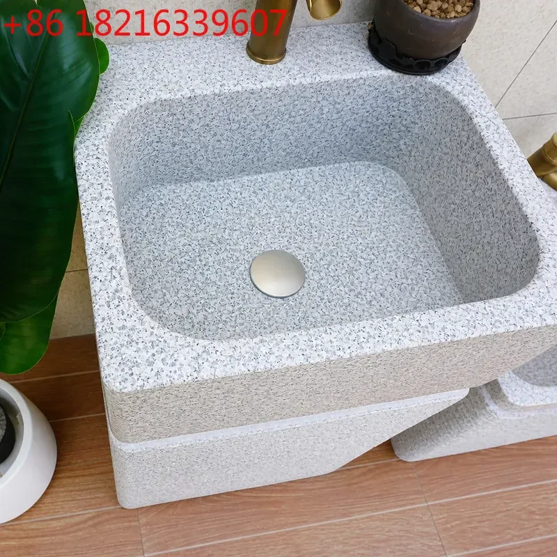 YAO Natural Stone Sink Basin Integrated Marble Washbasin for Balcony Floor to Ceiling Courtyard Sub Villa Bathroom Vanity