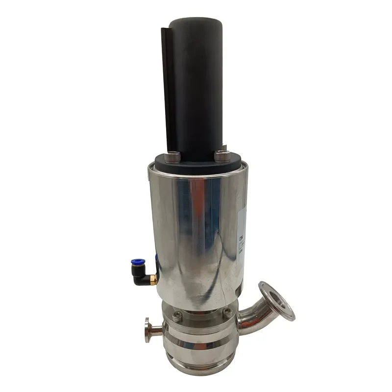 Sanitary Stainless Steel SS316L Sterile Aseptic 45 Deg Angle Pneumatic Control Valve Flush Tank Bottom Valve PTFE Seat