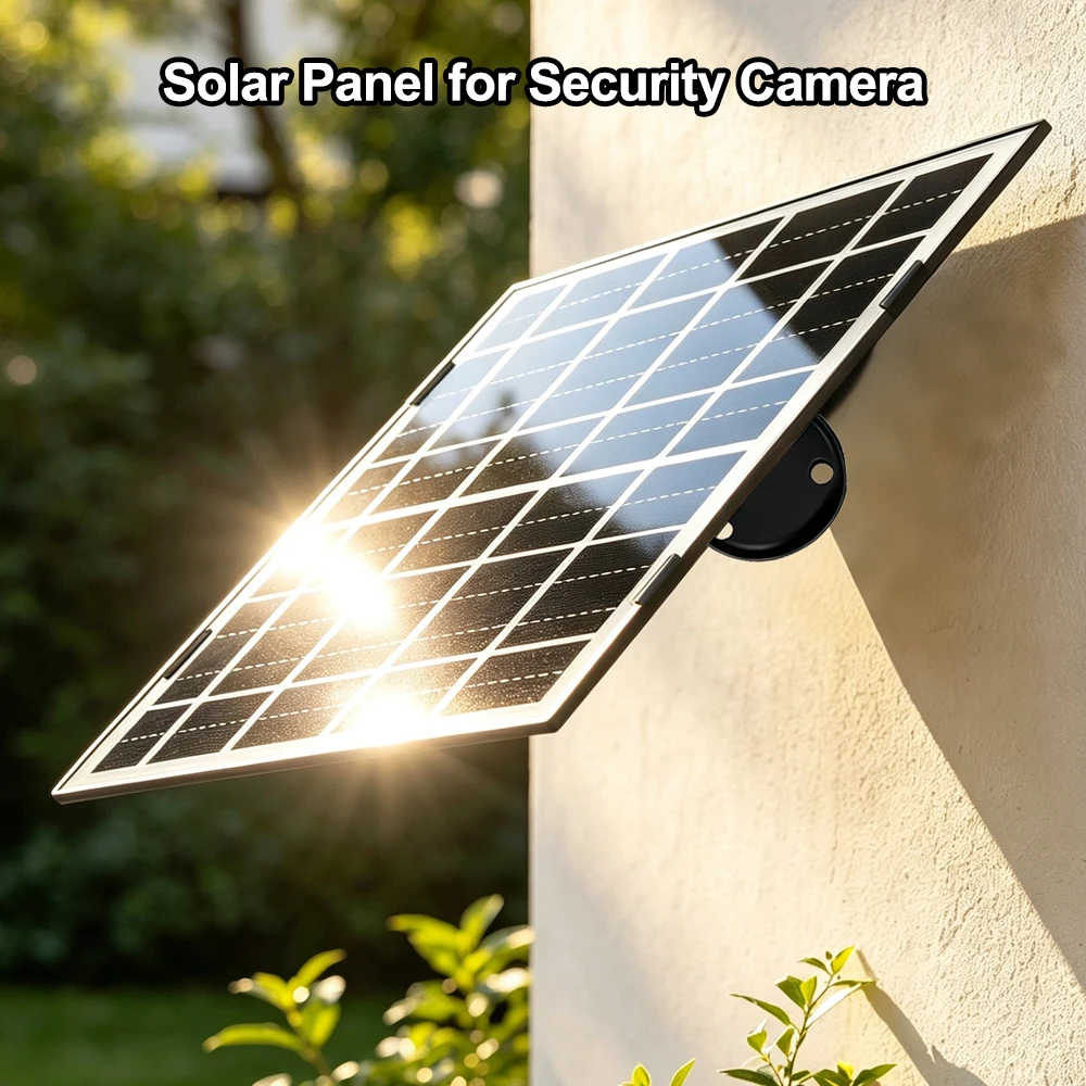 Caricatore solare da esterno con pannello solare di tipo C, 8W, adattatore solare per telecamera di sorveglianza V380, monitor di sicurezza a basso consumo, con cavo di prolunga da 1,8 metri.