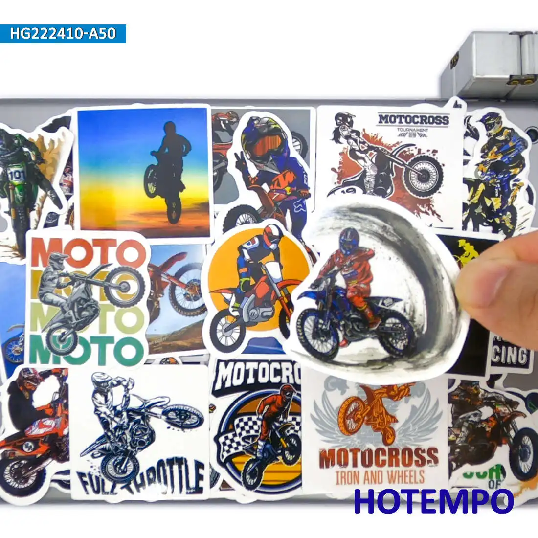 50 peças, Motocross de montanha, Esportes de motocicleta, bicicleta de sujeira, Adesivos à prova d\'água, para skate Telefone celular Laptop Carro