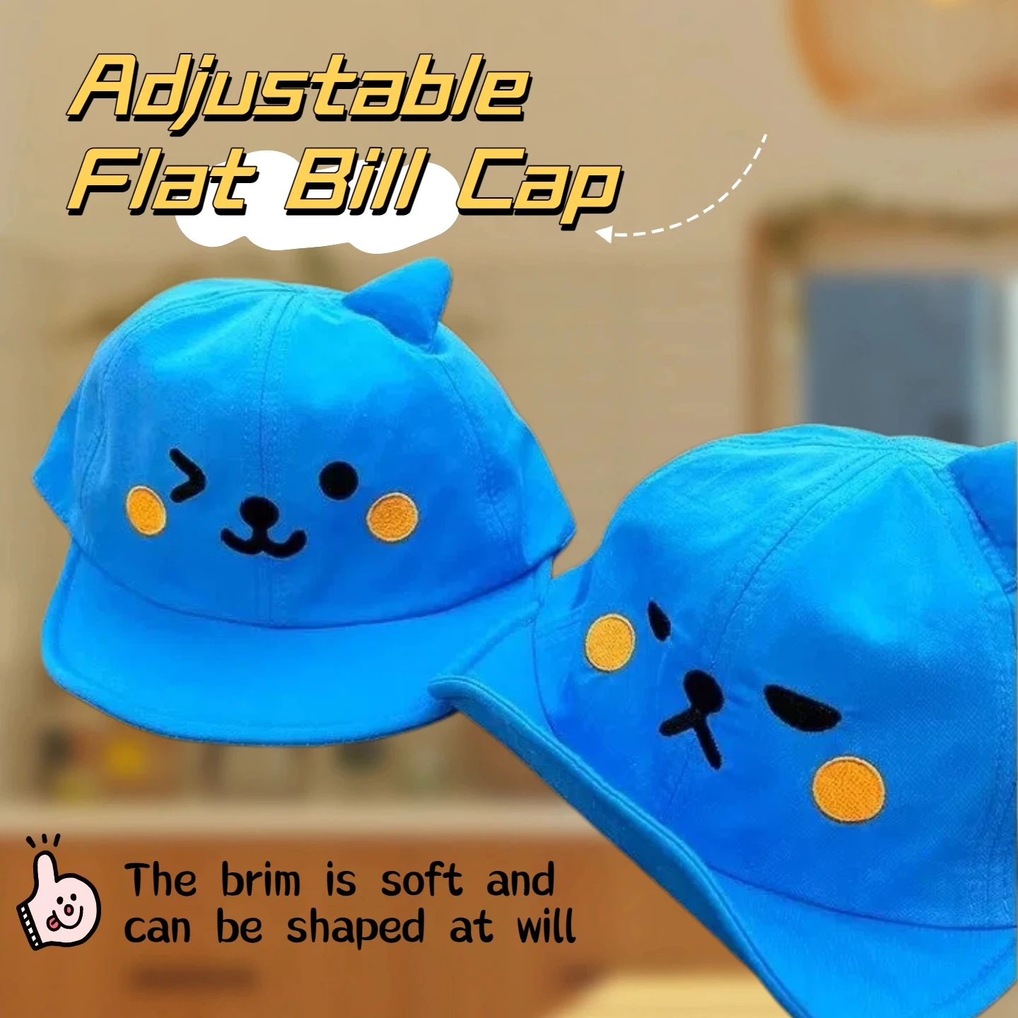 1PC Reversible Cute Cartoon Hat Velcro Adjustable Dome Baseball Cap Spring And Autumn College Youth Style Hat CJCYMZ004