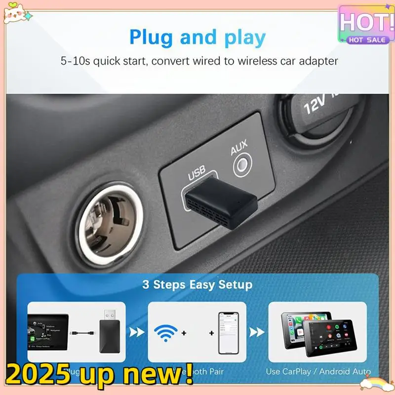 

Превосходное качество-WIFI 6 Новая версия адаптера Wired To Wireless Carplay 2в1 Carplay + Android Auto с разъемом USB-A и USB-C и P