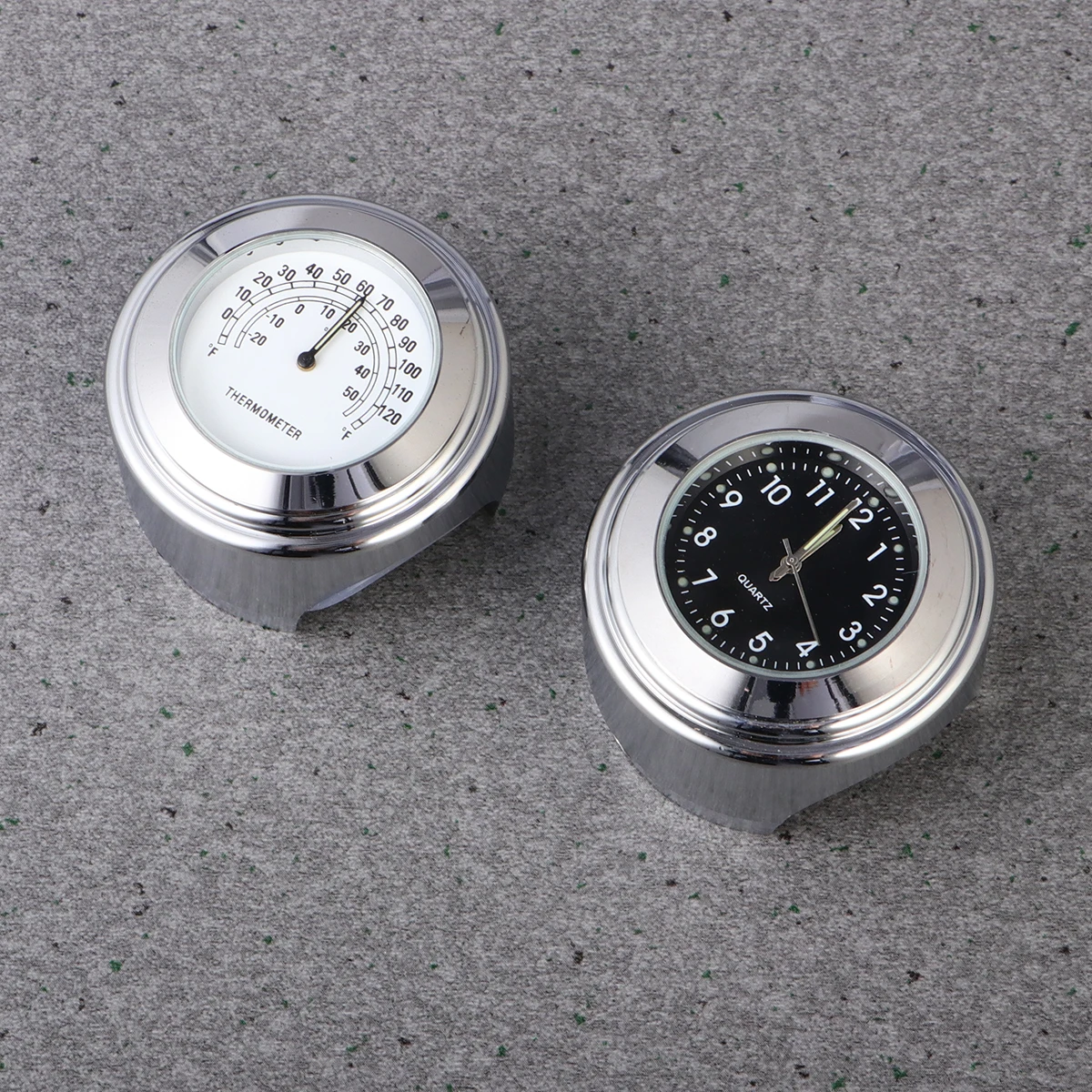 

2pcs Aluminum Handlebar Motorcycle Luminous Watch Temperature Gauge Durable Cool Design Fashionable For Bike Decoration
