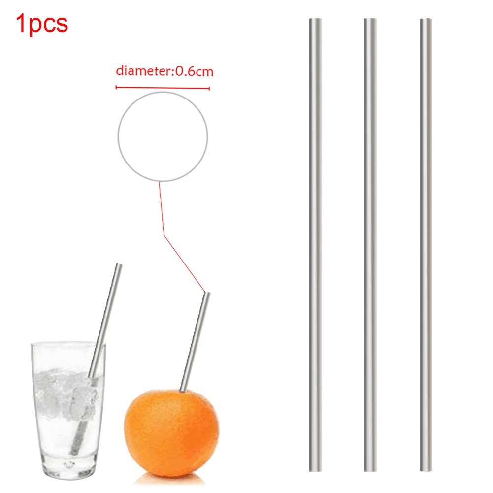 1-10Pcs Reusable 304 Stainless Steel Straight Drinking Tube Metal Straw Pipette Suction Pipe Milk Drinkware Bar Accessories