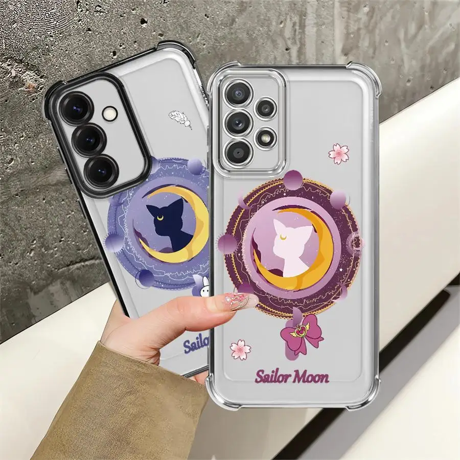 Weiche Handyhülle für Samsung Galaxy A15 A25 A17 A24 A13 A35 A36 A26 A21s A16 A52 A55 Sailor Moon Cat Manga
