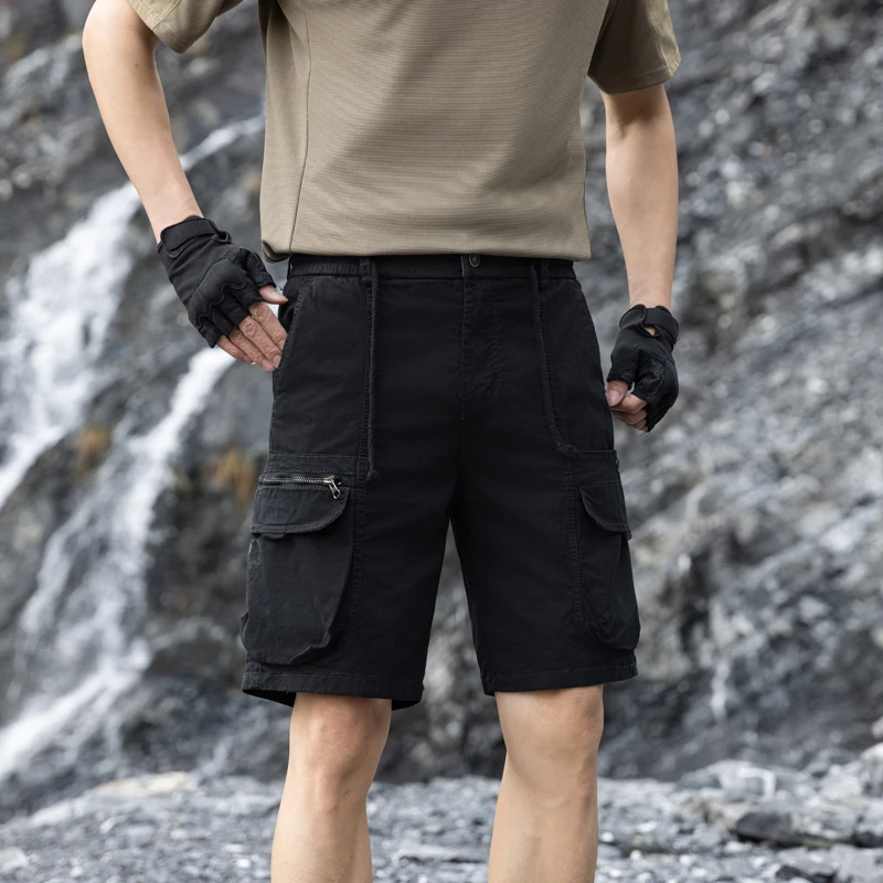 Mens Summer Cotton Army Tactical Cargo Shorts New Fashion Khaki Multi-pocket Casual Short Pants Loose Military Shorts Men