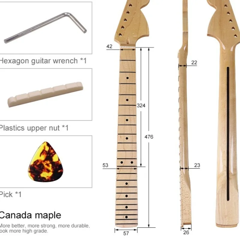 

Electric guitar neck handle big head plus maple bright handle, guitar modified DIY22 fret 6-string neck accessories
