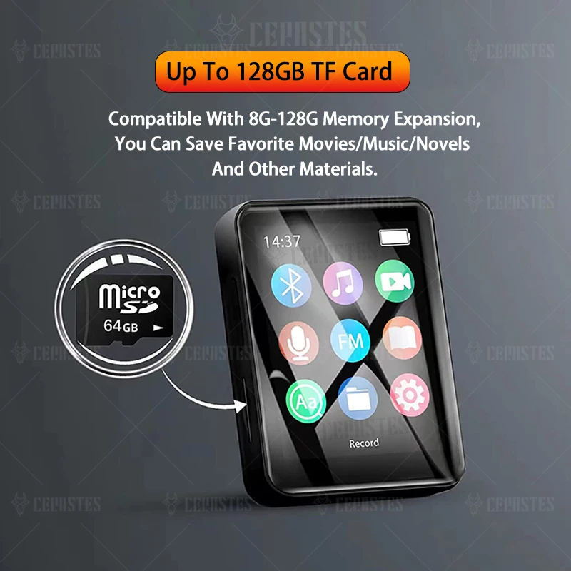 2025New Hifi مشغل MP3 بلوتوث مشبك معدني جهاز مشي صغير محمول مشغل موسيقى رياضي مشغل Mp4 مع FM/مكبر صوت/كتاب إلكتروني/مسجل