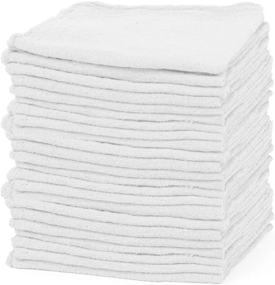 

Shop Towels – Pack of 50 Reusable Cleaning Rags – Durable Quality Cotton – 13' x 13'– Machine