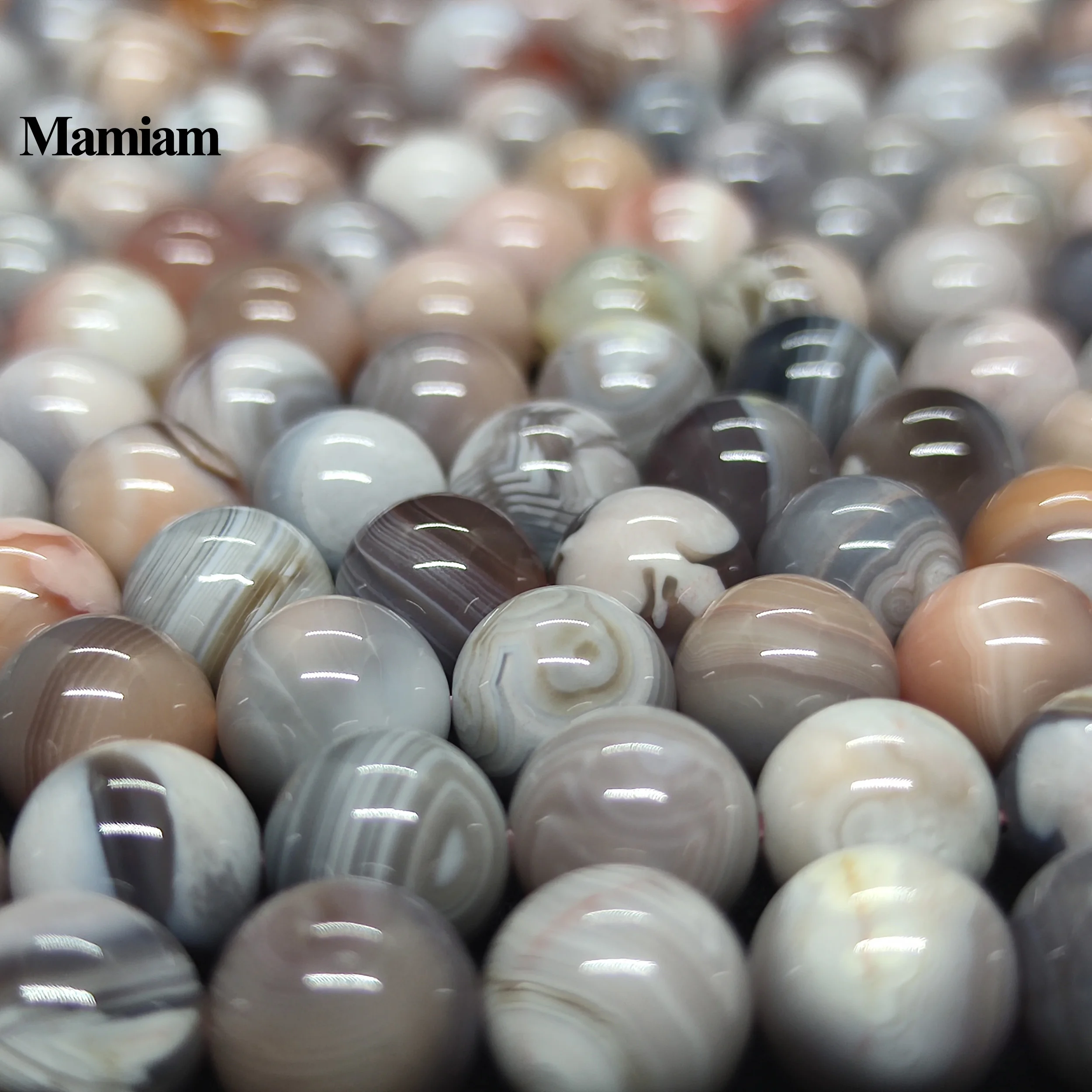 Mamiam Natural Rare Botswana Agate Beads 10mm Round Loose Stone Bracelet Necklace Diy Jewelry Making  Gemstone Gift Design