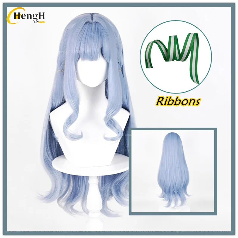 

In Stock Anime Togawa Sakiko Synthetic Hair Long 84cm Silver Blue Cosplay Anime Wig Heat Resistant Hair Party Wigs + A Wig Cap