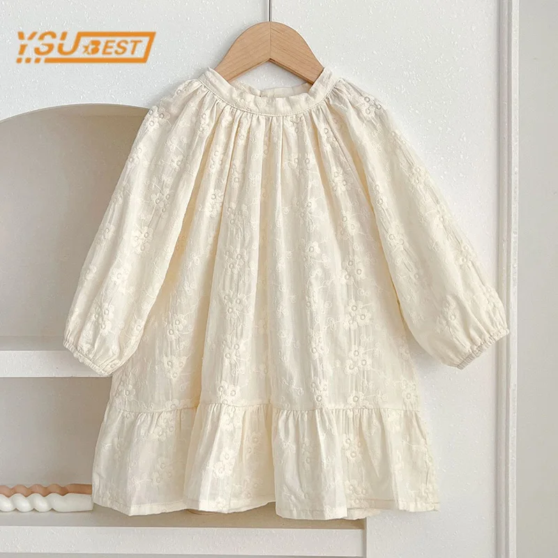 Spring Kids Baby Girls Long Sleeve Sweet Embroidery Princess Dress New Autumn Kids Baby Girls Dress Children Clothes Dress