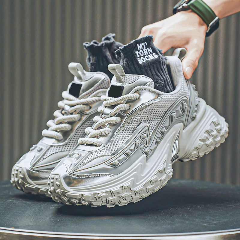 

LiveDay Men's Thick Soled Breathable Sports Shoes Height Increasing Wear-Resistant Casual Versatile Spring Casual Shoes