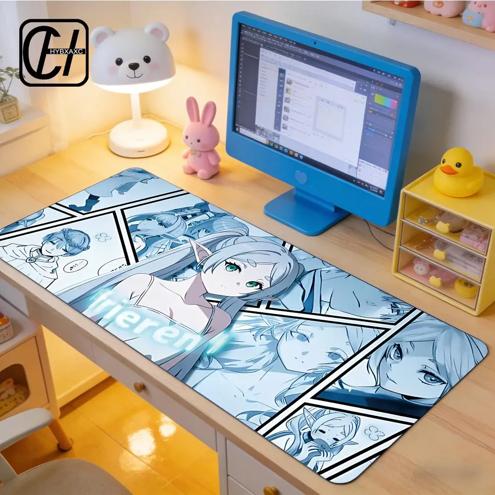 

New Wallpaper Beautiful Anime Girl Frieren Mousepad Gaming Office Desk Pads Large Computer Non-slip Lockedge Non-slip HYBXXC