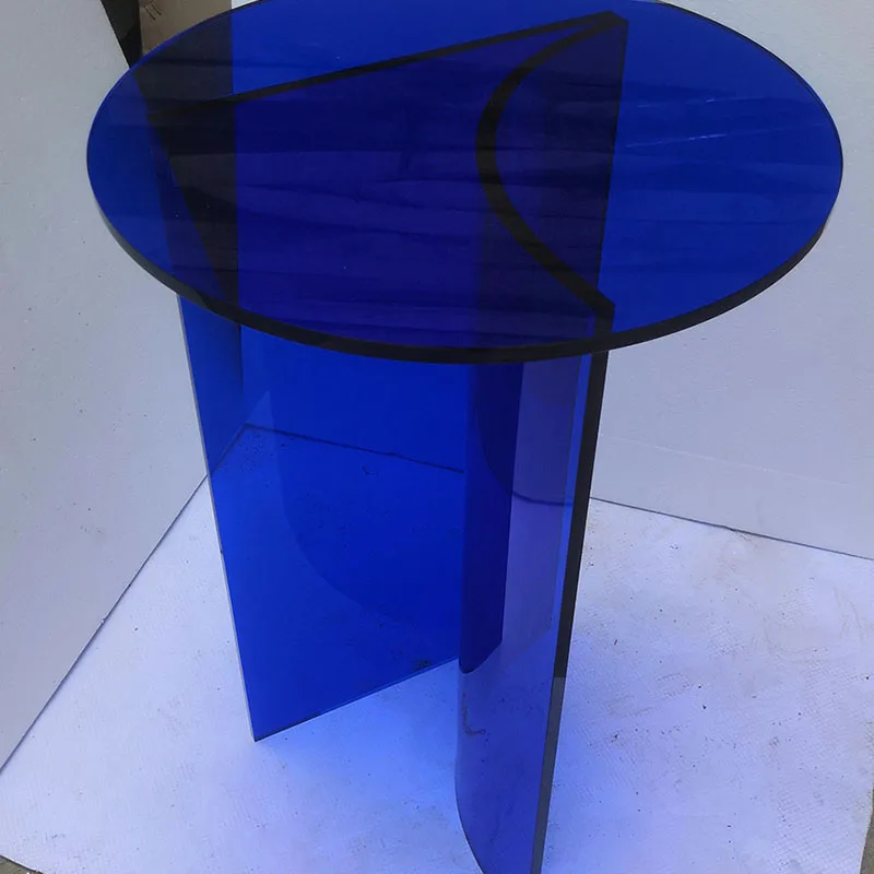 End Side Round Corners Coffee Table Modern Circle Acrylic Bedside Center Table Living Room Black Tavolo Salotto Table SY50CT