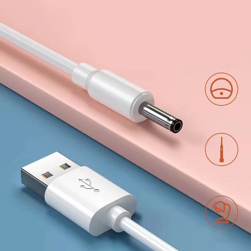 Linha extensão alimentação USB para 3,5x1,35mm preta para dispositivos eletrônicos