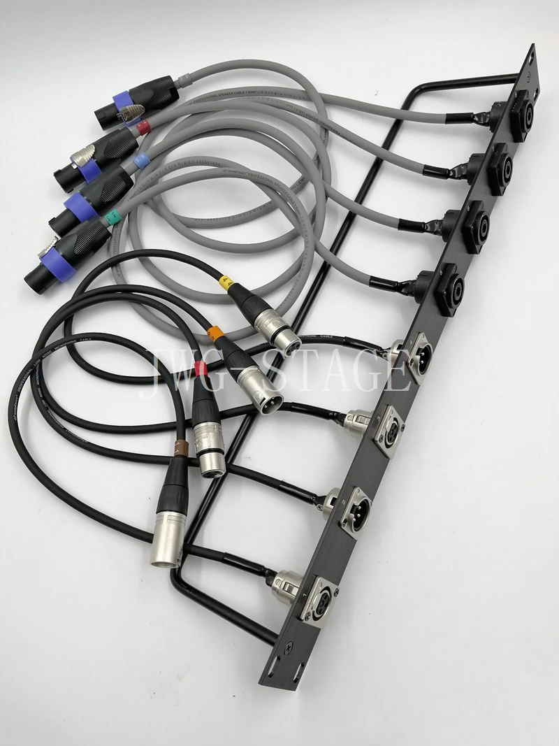 Customized 8-Way 1U Cabinet Xlr Audio Jumper Rack, Thickened Aluminum Alloy Brushed 8-Hole Panel Audio Sheath Cable