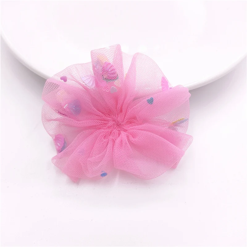 30Pcs Mesh Flower Applique per fai da te Baby Hair Clip Hat Headwear artigianato patch Decor Ornament accessori di abbigliamento