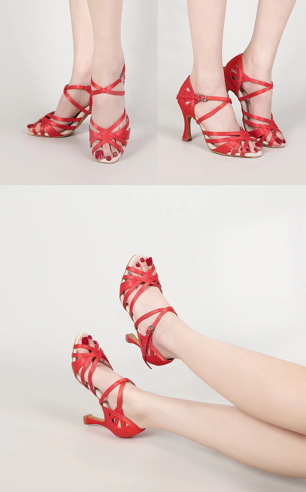 CINMIDY Seiden-Satin Tanzschuhe Ballroom High Heel Tanzschuhe für Mädchen und Frauen Latein Tanzschuhe Indoor Weiche Sohle Partyschuhe – Detail 12
