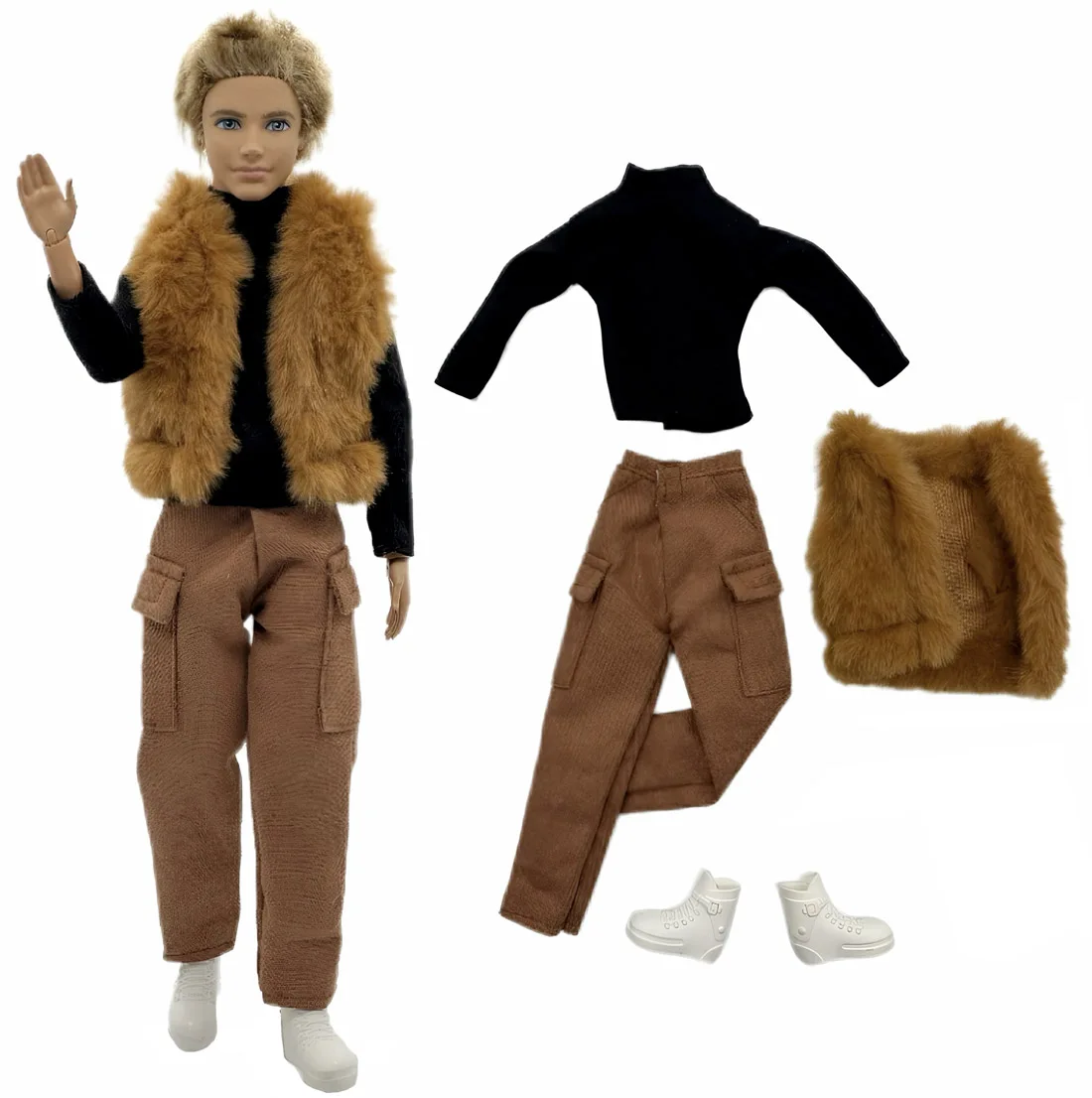 1 Set Ken Tuch handgemachte Puppe Zubehör Winter Pullover Weste Set für 30 cm 12 Zoll Ken Puppe Kinder Geschenk – Detail 5