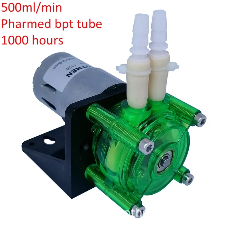 

Large flow peristaltic pump Easy-to-install titration pump BPT pipe 12V/24V 500mL/min Right angle corrosion resistance