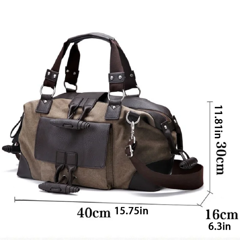 Bolso de hombro Retro de lona para hombre, bandolera deportiva de gran capacidad, mochila de viaje Vintage, equipaje