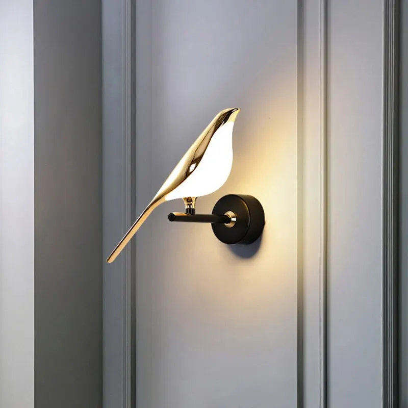 Moderna lampada da parete a LED gazza Bird Light illuminazione per interni casa comodino camera da letto soggiorno semplicità arte illuminazione