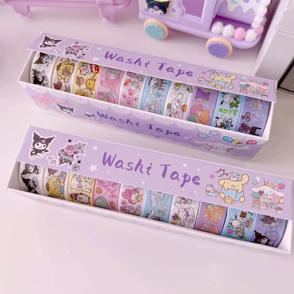 

Sanrio Anime Washi Tape Stickers Cute Cartoon Children DIY Decals Toy Aesthetic Decorative Helmet Luggage Phone Kid Sticker Gift