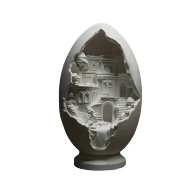 Creative Gypsum Sculptures Egg-shaped Architectural Decoration Ornaments  Architecture Egg-shaped House Home Decoration