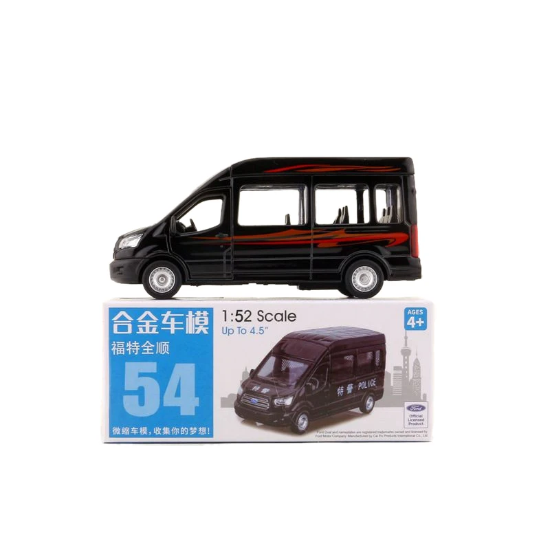 Caipo Scala 1:52 Transit China Police MPV Pull-back Diecast Model Car per collezione, regali e decorazioni