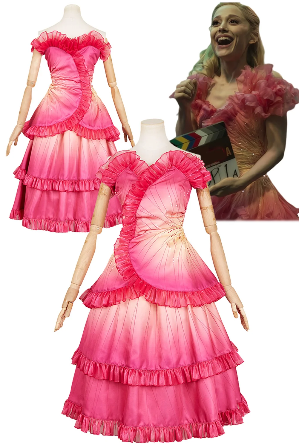 Fantasia Glinda Cosplay Rose Dancing Dress 2024 Movie Wicked Disfraz Costume Women Fantasy Halloween Carnival Party Clothes